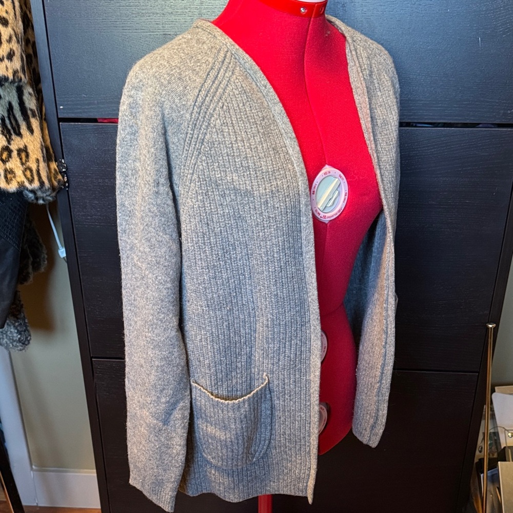 J Crew 100% wool Open Front cable knit Cardigan